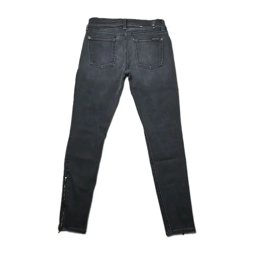 7 For All Mankind Gray Denim Zipper Ankle The Skinny Jean' Size 26 (27